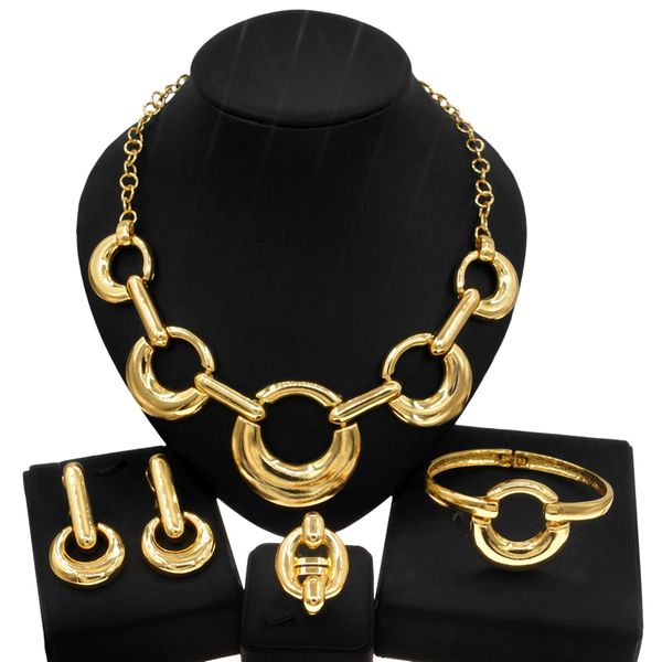 

yulaili fashion brazil gold jewelry set unique women large style latest design necklace 4 pieces banquet jewelry set, Black