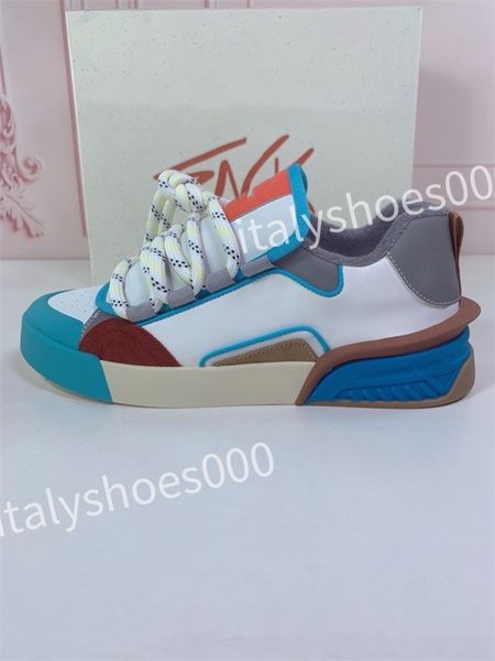 

new designer casual shoes men women calfskin sneakers leather trainers reflective fashion leisure shoe platform, Black