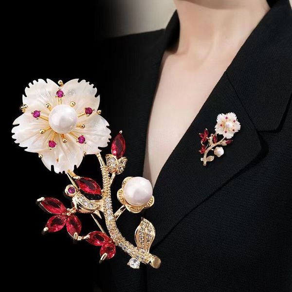 

high grade plum blossom brooch for women, japanese and korean versions, versatile brooch pins for coats, suits, accessories, niche elegant t, Gray