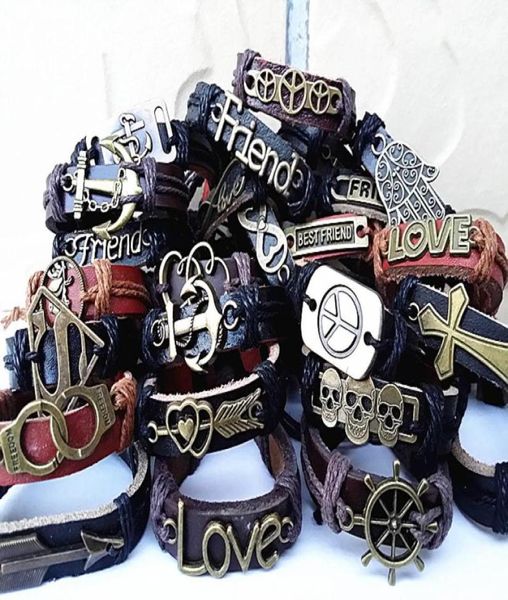 

whole mix styles 30pcs copper alloy and leather retro vintage ethnic tribes rope cuff bracelets brand new49770102298981, White