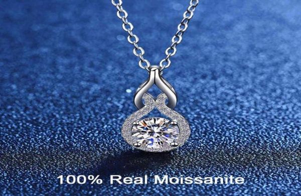 

women 925 sterling silver 10 ct vvs1 diamond hollow gourd pendant necklace gra certified moissanite jewelry15865511148948