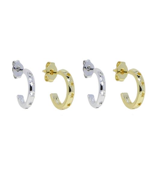 

mini huggies hoop earrings with tiny hollow moon star engraved charm delicate women party wedding jewelry whole2737761, Golden;silver