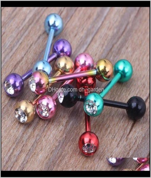 

tongue rings drop delivery 2021 single gemtongue barbell ring whole 50pcs lot body jewelry stainless steel nipple piercing ear4479751, Silver