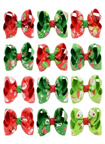 

christmas bows hair clips girls grosgrain ribbon bowknot hair pin xmas barrettes headwear hair accessories 12 designs optional dw42756400, Slivery;white
