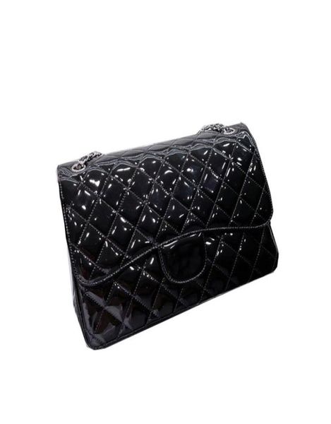 

2022maxi jumbo quilted patent leather bags shiny classic double flap totes rectangle luggage silver metal hardware matelasse cha2573940