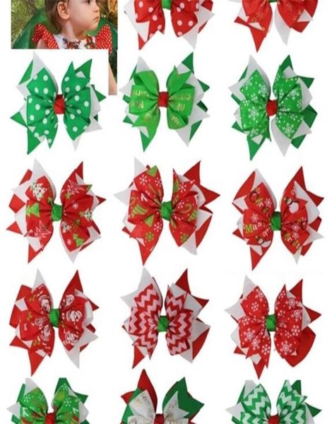 

christmas hair bows with clip for baby girls grosgrain ribbon hair clips hairpins headwear hair accessories 20pcs lj2012265071948, Slivery;white