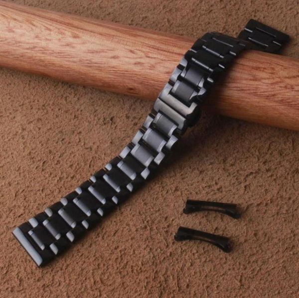 

watch bands solid link stainless steel watchbands black 14 15 16 17 18 19 20 21 22 23 24mm metal band strap wrist watches bracelet2851087, Black;brown