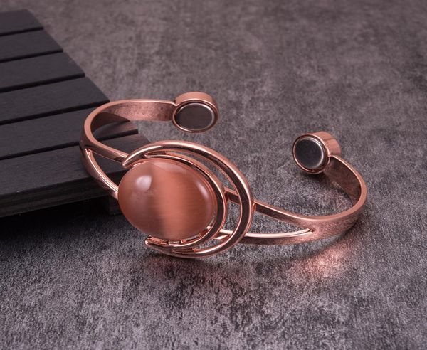 

magnetic bracelet copper benefits brown crystal sun moon copper magnetic bracelet arthritis health energy bracelets bangles1143228, White