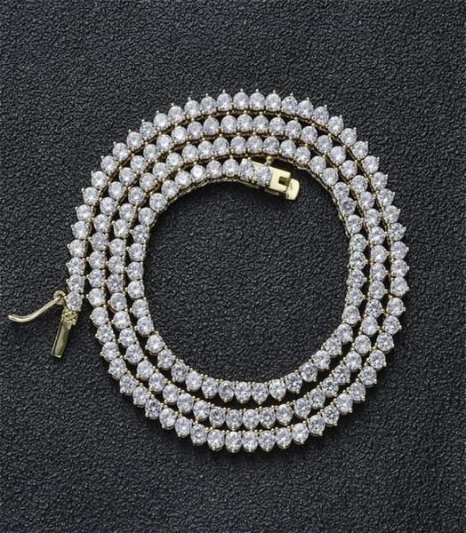 

m 16 18 20 22 brass setting cz 3 prong tennis chain necklace gold silver color iced out aaa cubic zirconia bc213 220222263i1677654
