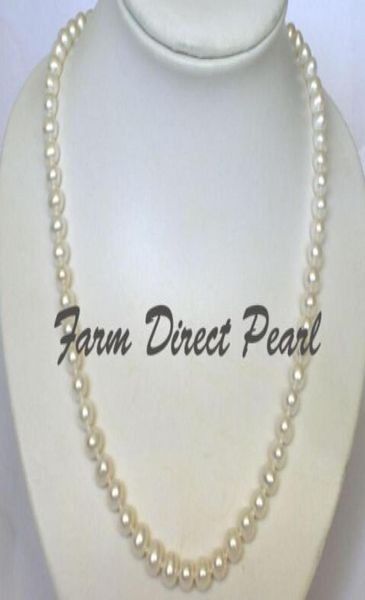 

fine pearls jewelry 24quot inch long 100 genuine natural 78mm white pearl strand necklace cultured freshwater6653956, Black