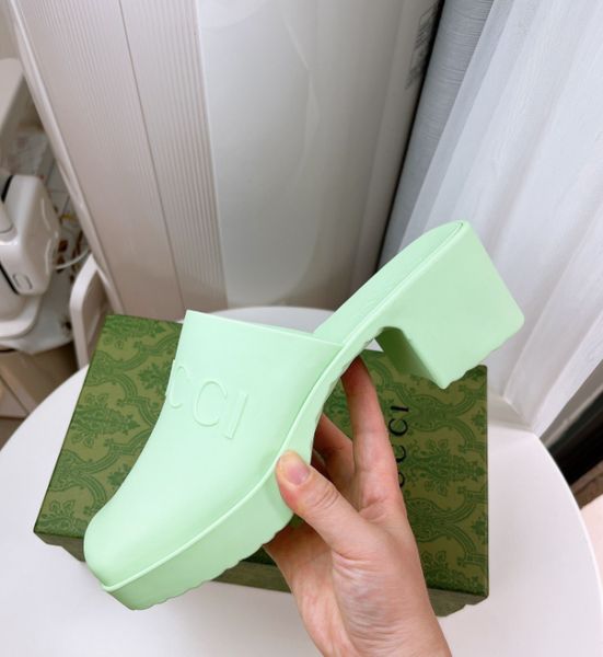 

spring and summer new g family high heel jelly women's sandals with a heel height of 5.5cm, water table of 2.5cm, sizes 35-40 with box, Black