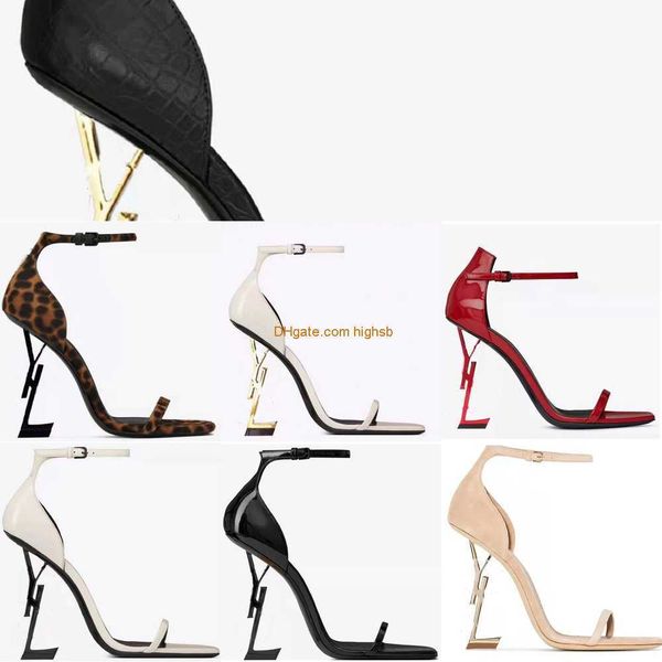 

designer high heels paris metal letters sandals women dress shoes open toe slippers fashion yslity leather pumps party wedding sandal jio wi, Black