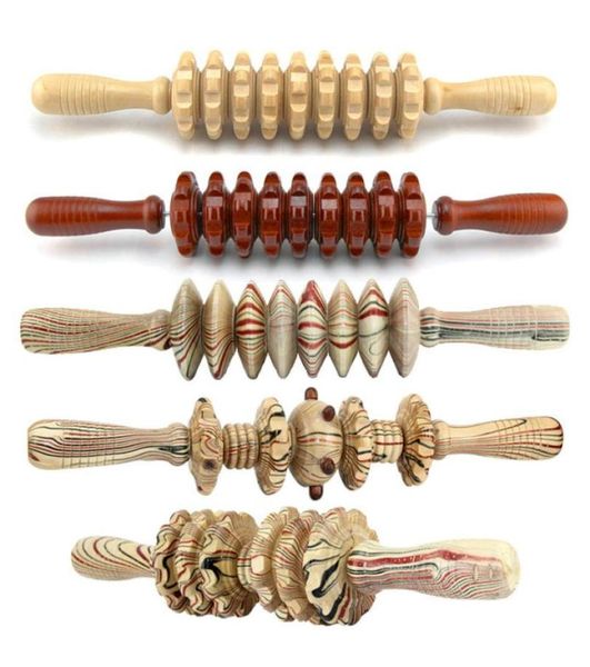 

wooden abdomen nine wheel massager leg roller massage back neck massage roller drop8413128