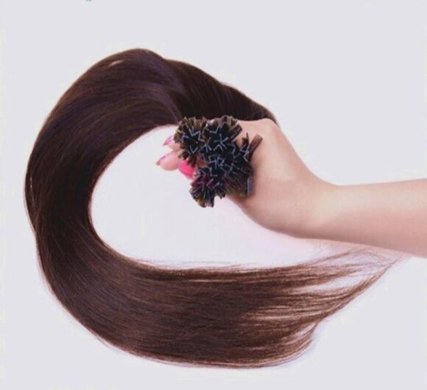 

7a whole 16quot 24quot 1gs 100gset v tip human hair extensions 4 medium brown dhl 9609721, Black