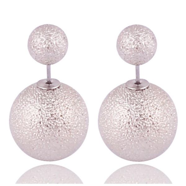 

selling black silver golden double sides big pearl earrings unique design wrinkle ball stud earrings for women party jewelry6016690, Golden;silver