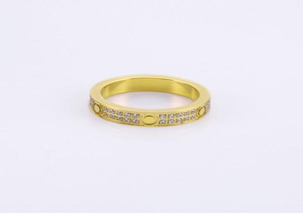 

logo luxury ring women screw box stainless steel couple double row zircon jewelry gifts for woman accessories whole2468298, Silver