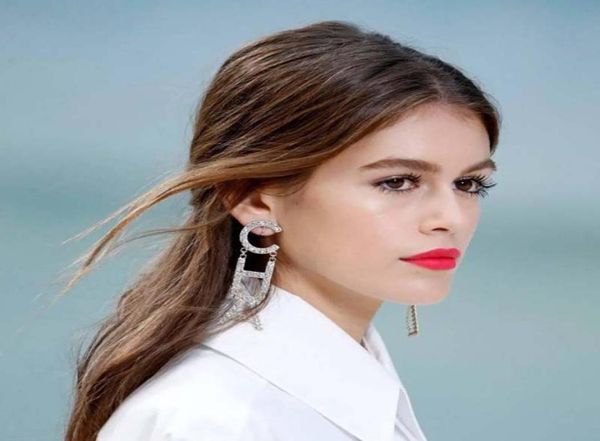

letter dangle earrings for women shiny crystal tassel model tstage show earrings jewelry wedding jewelry2794608, Silver