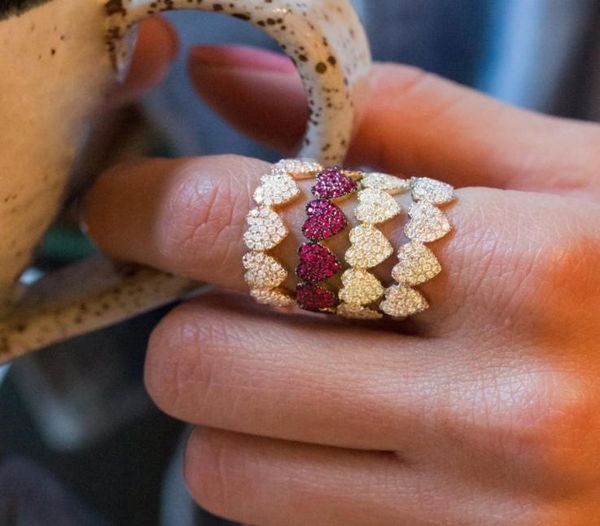 

2019 lover valentine039s gift micro pave cz heart silver gold multi color women finger ring size 6 7 8 t19070266417221212651, Slivery;golden