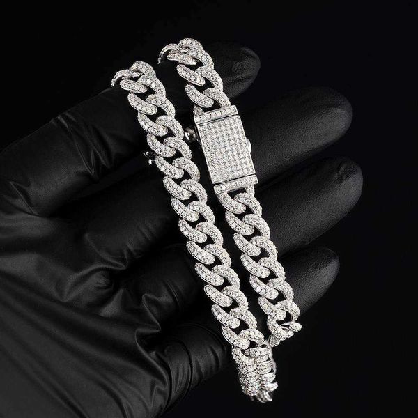

custom 10mm width s925 silver moissanite miami cuban link chain bracelet