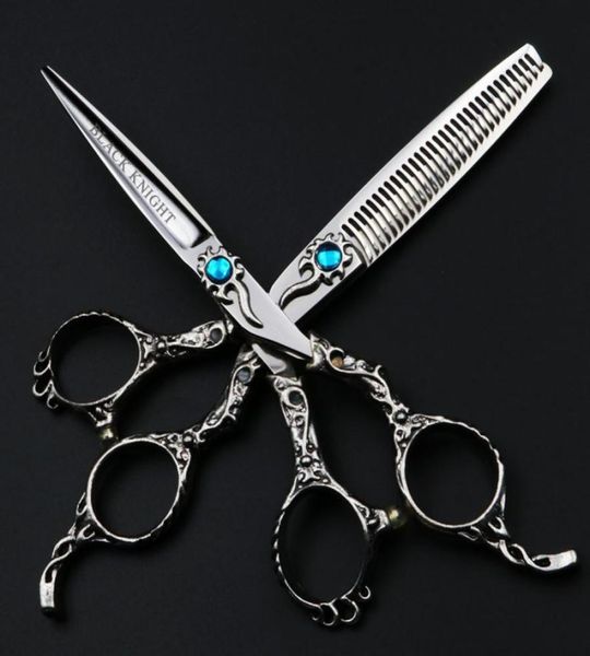 

black knight 6 inch professional hair scissors hairdressing beauty salon cutting and thinning set barber shears tools4559487