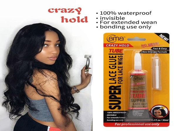

30ml bmb super lace glue adhesive tube crazy hold for lace wigs lace glue5175420, Black;brown