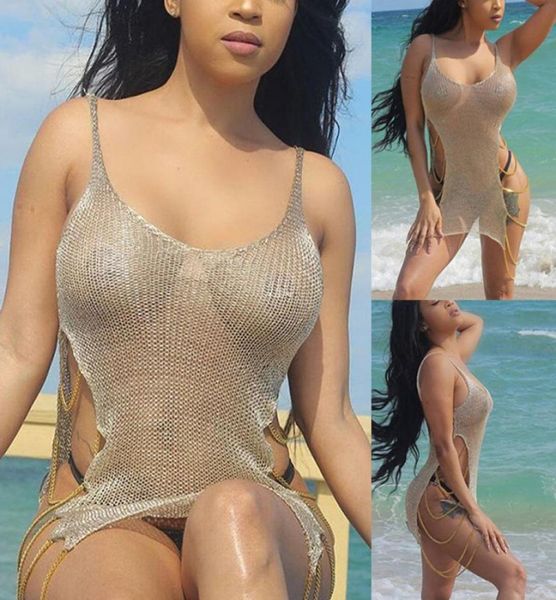 

new sling chain stitching beach skirt holiday sunscreen bikini blouse girl sunshine beach bikini cover2798577