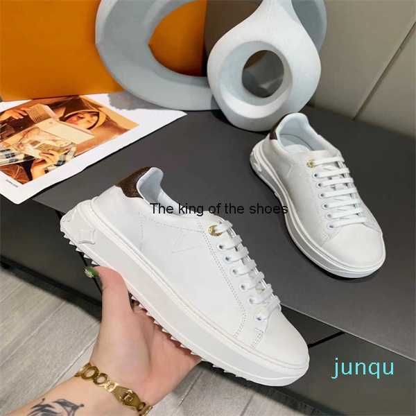 

casual shoes women walking lace-up sneakers calf leather letter print woman flats luxury designer running shoes time out sneaker high 2022, Black