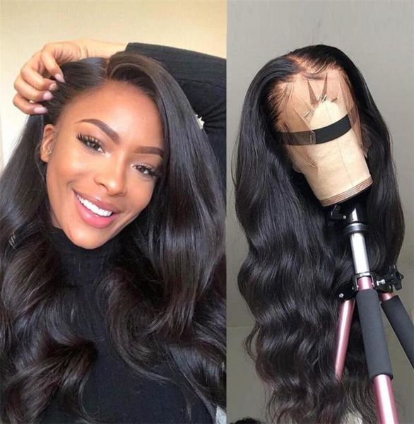 

13x4 body wave lace front wig pre plucked hd transparent lace human hair wigs for women remy4033872, Black;brown