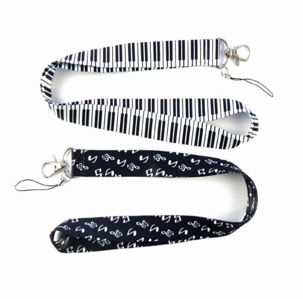 

10pcs piano musical note art lanyard keychain lanyards for keys badge id mobile phone rope neck straps accessories gifts2656434, Silver