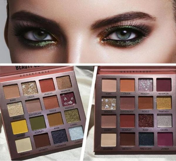 

beauty glazed 16 color makeup eyeshadow palette nude matte pearly shiny waterproof glitter pigment smoky eye shadow pallete1986110