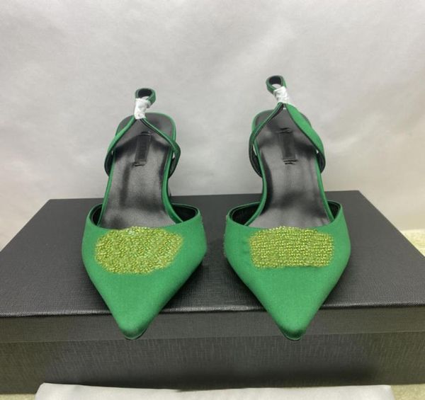 

silk fabric versatile women039s sandals 2 high heels factory direct s comfortable fashion work shoes leather outsole pointe3835203, Black