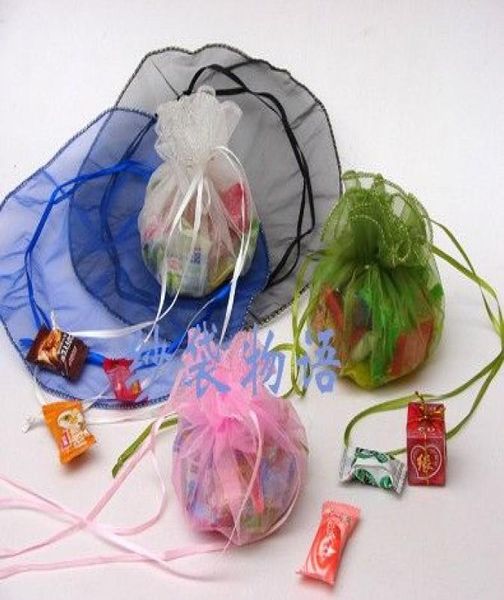 

ship 300pcs large 35cm diameter organza round plain jewelry bags wedding party candy gift bags5593677, Pink;blue