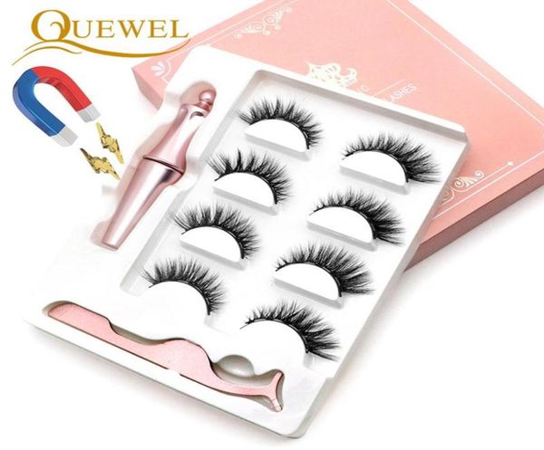

quewel magnetic eyelashes eyeliner set 25mm false eyelash magnetic eyeliner tweezers 4 pairsbox convenient long makeup kit5887691