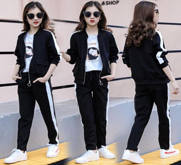 

kids clothes set fashion teen girls tracksuits spring 2pcs children sport suits 8 10 12 16 year girls clothes size 12 and 143881077, White