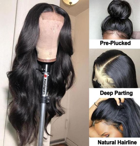 

150 density lace front wigs pre plucked brazilian virgin straight body kinky curly water transparent 4x4 human hair loose deep sw58470115, Black;brown