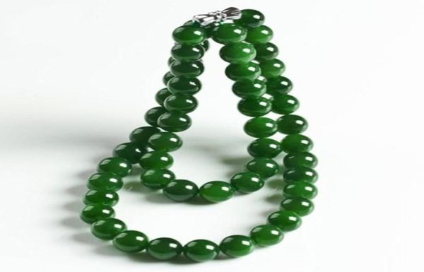 

genuine natural green jade beaded necklace women fashion charms jewellery real chinese jades stone accessories fine jewelry 2207224715123, Silver