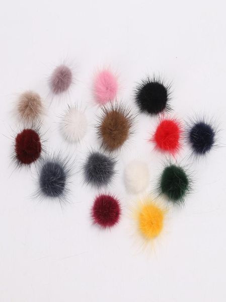 

10pcs 23colors 3cm fur ball pompoms mink hair ball for ring earring shoes clothes diy jewelry findings3892259, Blue;slivery