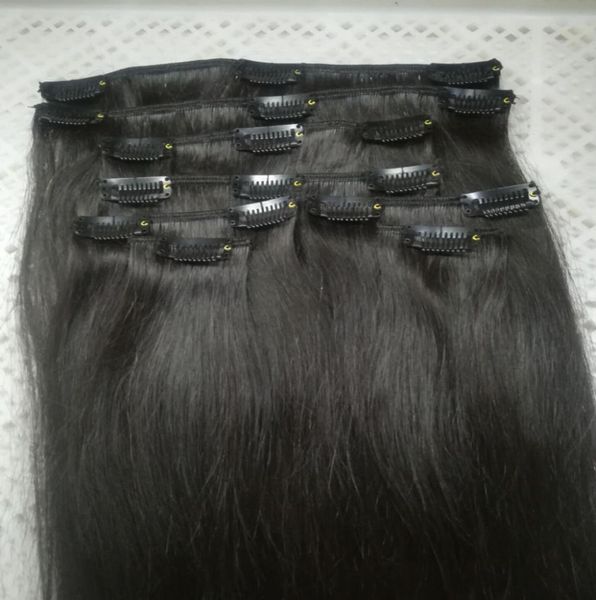 

promotion 70g 100g 120g 140g 160g straight remy clip in human hair extension black brown blonde for color choice 14quot 7053157