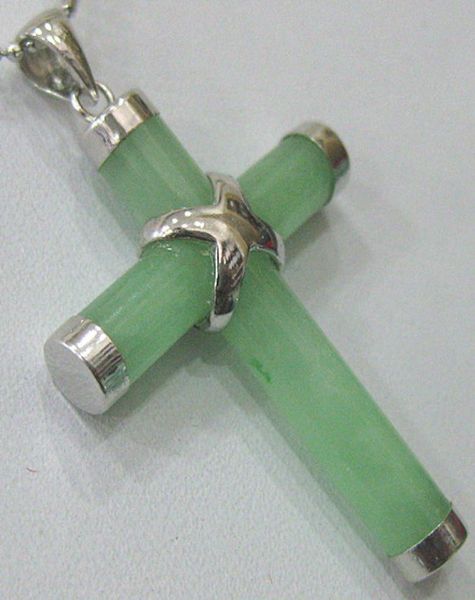 

whole natural green black red yellow blue white jade shell cross pendant 2pclot1678421, Silver