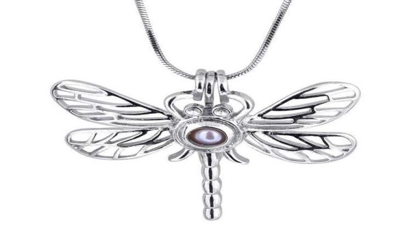 

18kgp big dragonfly locket cages pearl gem bead pendant mountings diy jewellery charms4291469, Silver