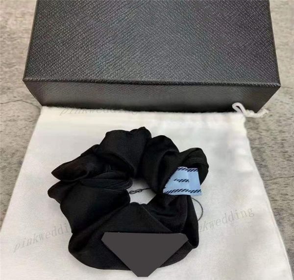 

imitation silk hair bands triangle badge rubber band simple casual black hairs ties womens solid color headdress2936034, Pink