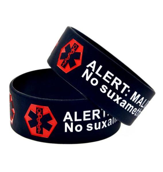 

1pc alert malignant hyperthermia silicone wristband 1 inch wide a great message to carry in case emergency5694535, Black