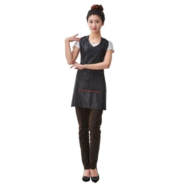

salon silky satin v neck apron hair cutting cape salon clothes black red1889122