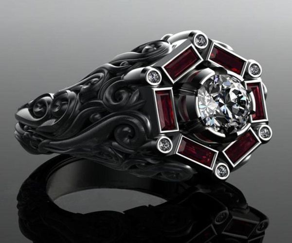 

fashion black gold sapphire wedding ring stainless steel material neutral ruby diamond black pattern engagement anniversary party 2488477, Silver