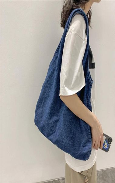 

evening bags 2022 womens vintage denim shoulder bag simple fashion handbag female blue jeans large capacity tote shopping2475021