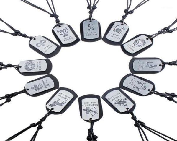 

fashion twelve constellations necklace alloy leather pendant aries taurus gemini leo virgo scorpio pisces jewelry16312136, Silver