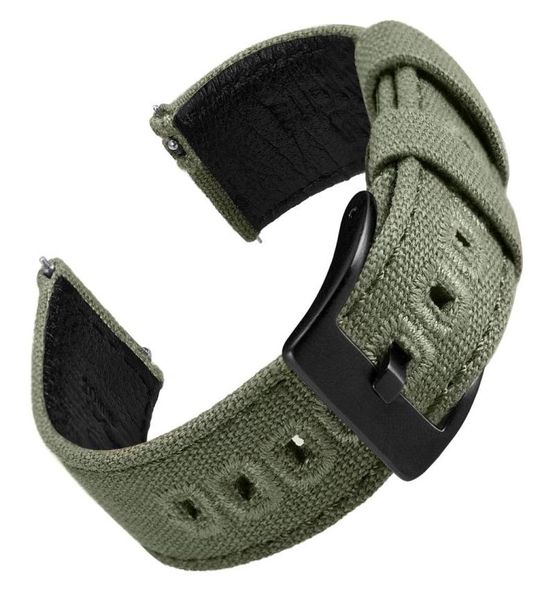 

watch bands eache fabric canvasgenuine leather straps with quick release spring bar green sailcloth band4482398, Black;brown