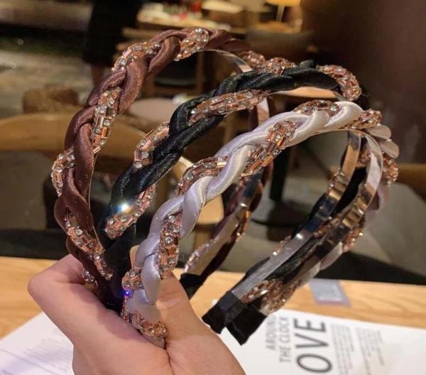 

2021 vintage silk satins rhinestone bezel hairbands women headband girl hair accessories diadema mujer opaski do bandeau2363495, Silver