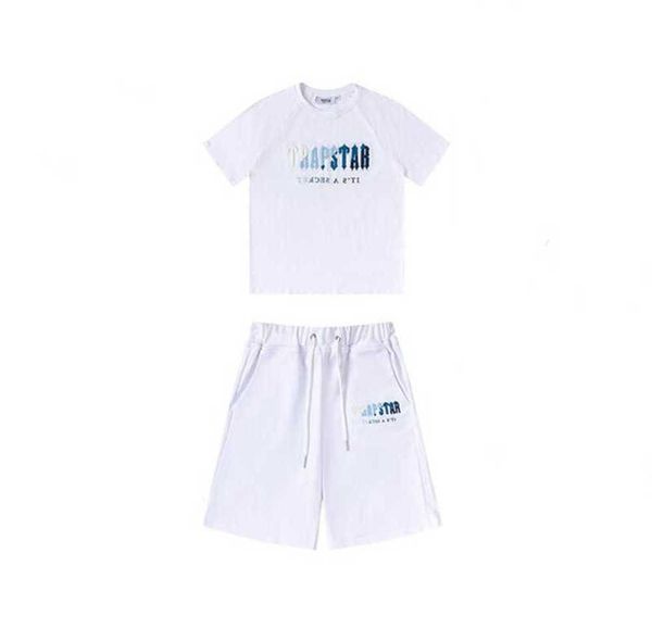 

men's trapstar t shirt set letter embroidered tracksuit short sleeve plush shortsmotion current leisure 9ess, White;black