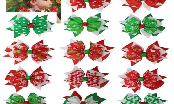 

christmas hair bows with clip for baby girls grosgrain ribbon hair clips hairpins headwear hair accessories 20pcs lj2012267897579, Slivery;white